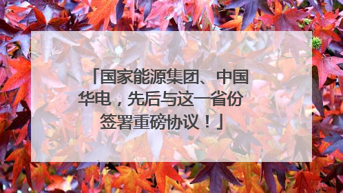 国家能源集团、中国华电，先后与这一省份签署重磅协议！